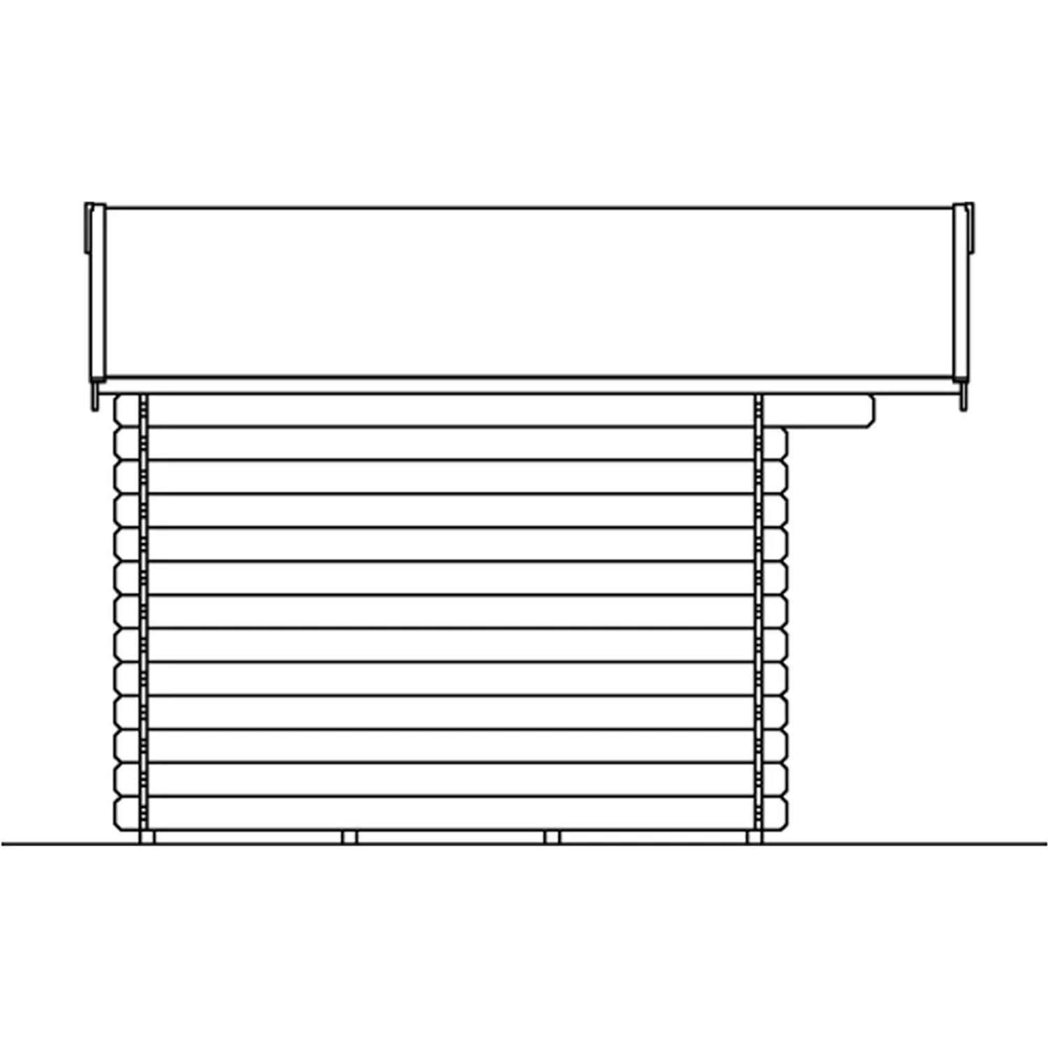Illustration eines Skan Holz Gartenhauses Como 2, 300x250 cm, Natur, Seitenansicht.