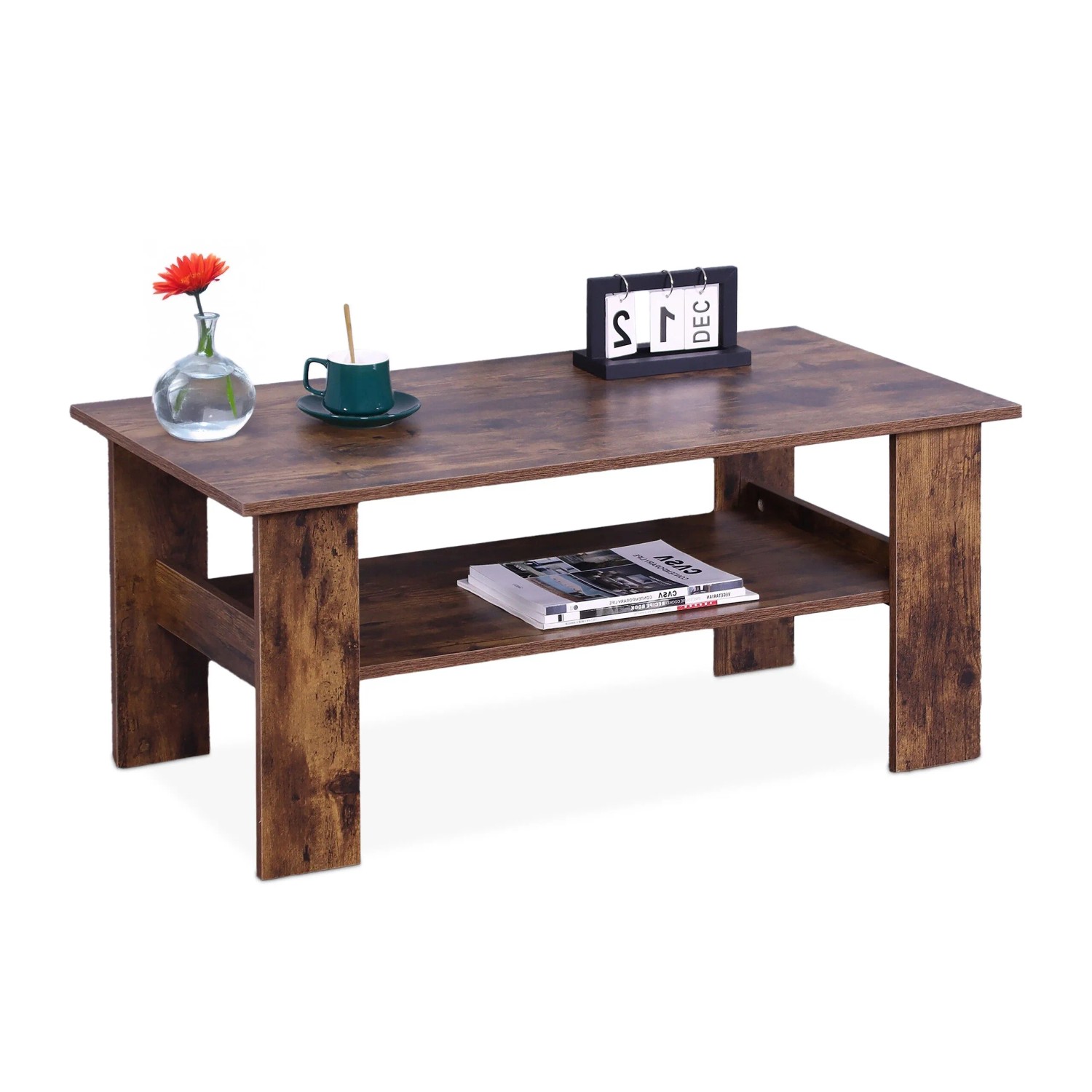 Relaxdays Couchtisch Holzwerkstoff Holzoptik Mit Ablage 100 cm x 50 cm x 43,5 cm 10,9 kg