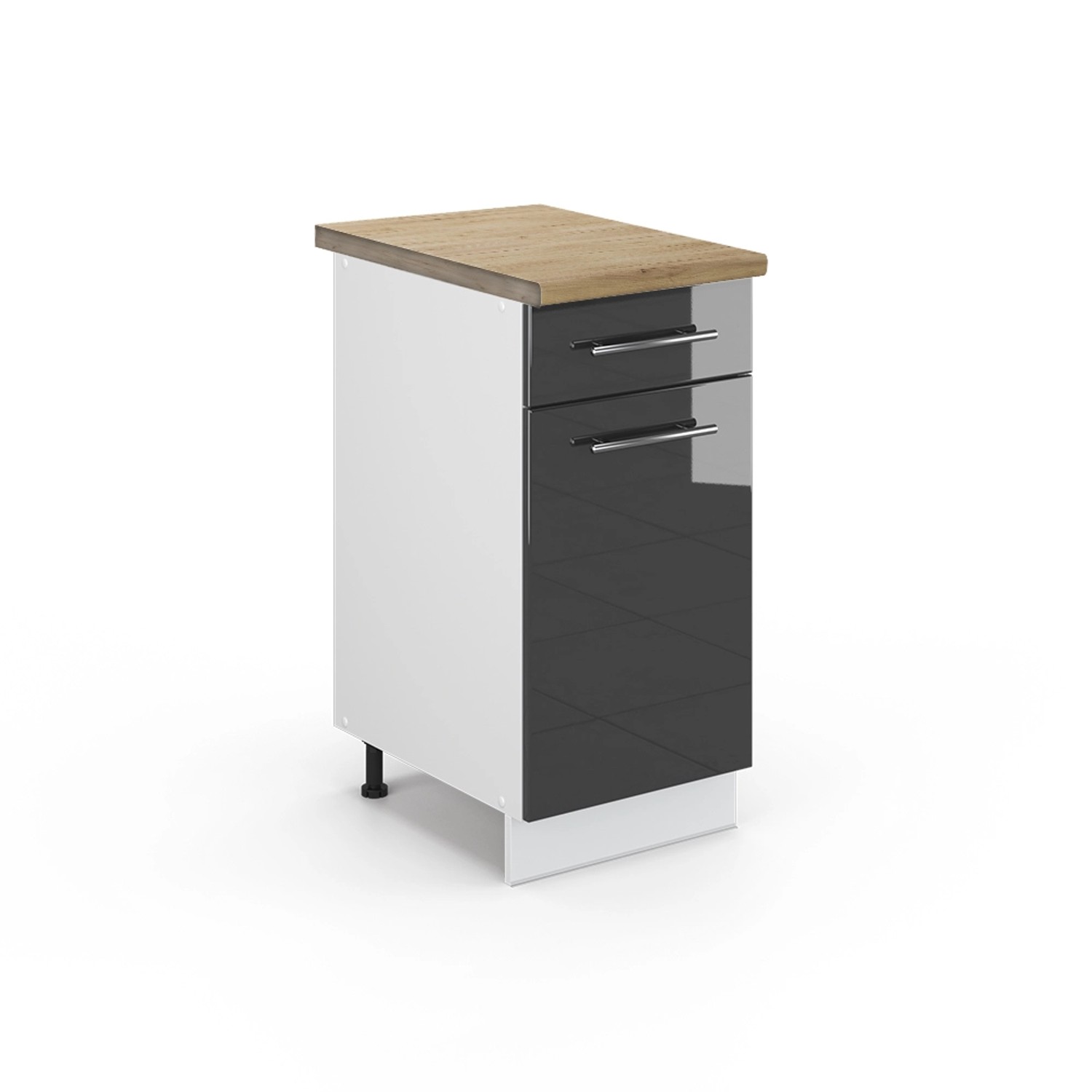 Vicco Unterschrank Fame-Line, Anthrazit Hochglanz/Weiß, 40 cm ohne Arbeitsp günstig online kaufen