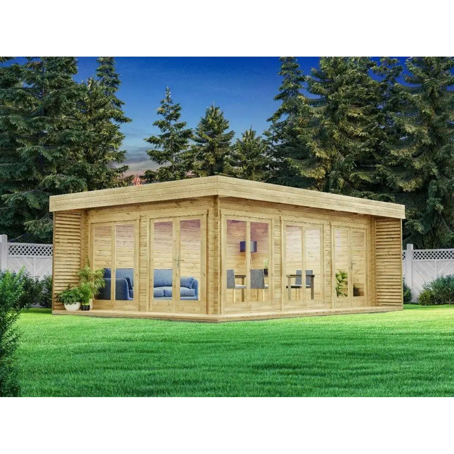 Alpholz Gartenhaus Viva B Flachdach Unbehandelt 492 cm x 668 cm günstig online kaufen