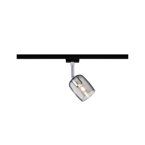 Paulmann URail Spot Blossom, schwarz-matte Schienenleuchte mit Rauchglas-Schirm.