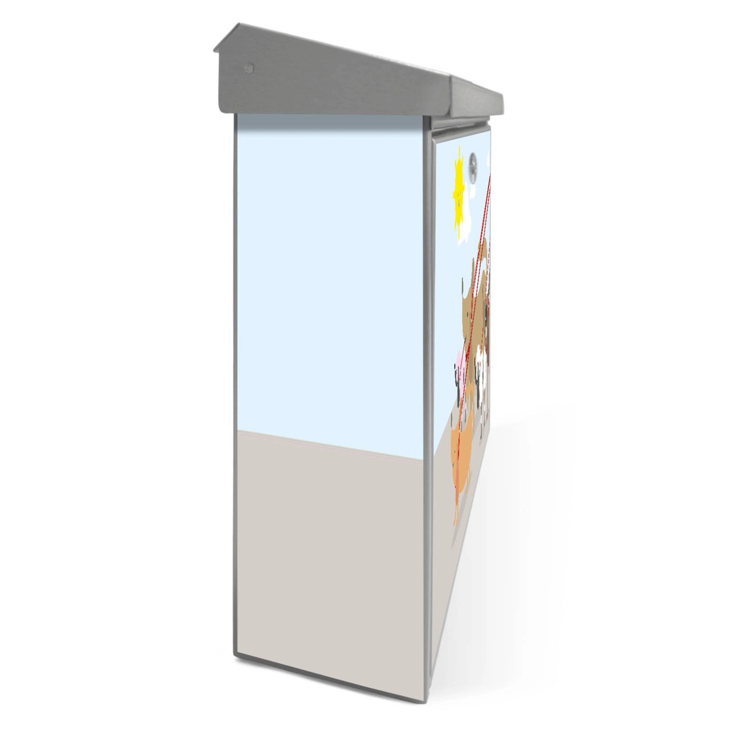 Banjado Edelstahl Briefkasten mit Gassi Gehen Motiv, 38.5x31.5x12cm, ohne Zeitungsfach.