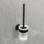 Schwarze Schöner Wohnen WC-Garnitur Meleto mit satiniertem Glas, zur Wandmontage.