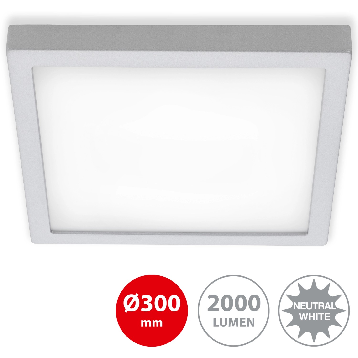 Briloner LED-Decken-& Wandlampe Fire Chrom Matt 21 W Neutralw. 30x30cm günstig online kaufen