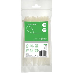 Schneider Electric Thorsman Kabelbinder, 150cm, weiß, 100 Stück im Beutel.