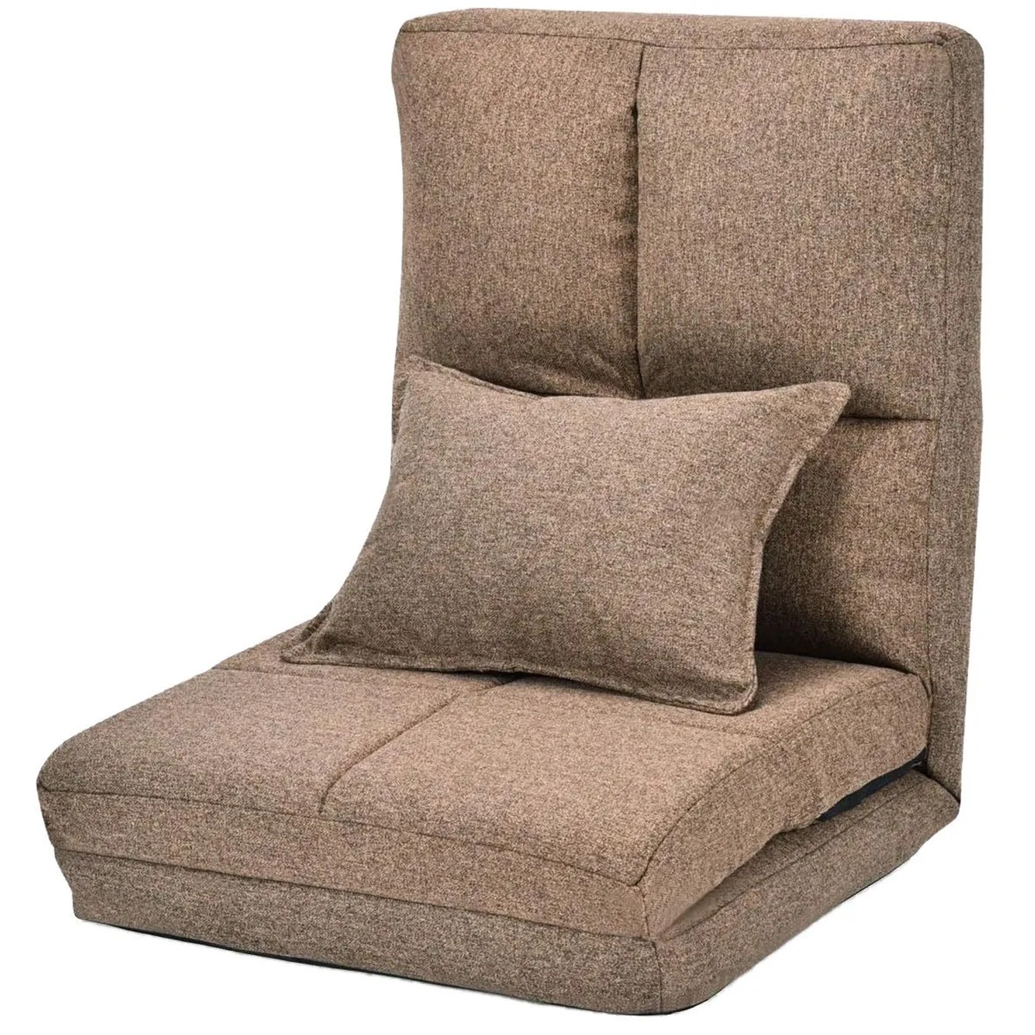 Costway Bodenstuhl 5-Stufig Rückenlehne Liegenfunktion Hellbraun günstig online kaufen