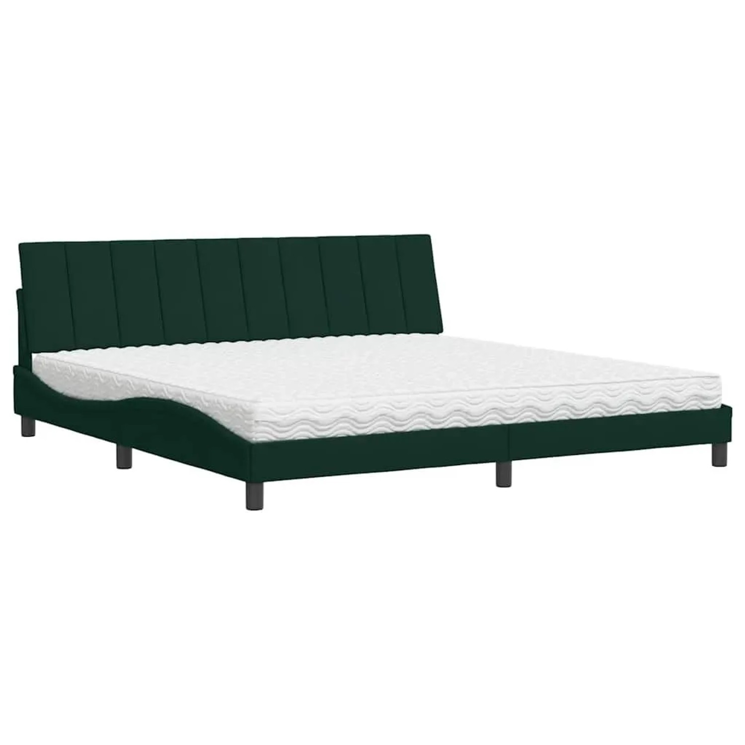 vidaXL Bett mit Matratze Dunkelgrün 200x200 cm Samt 3208619