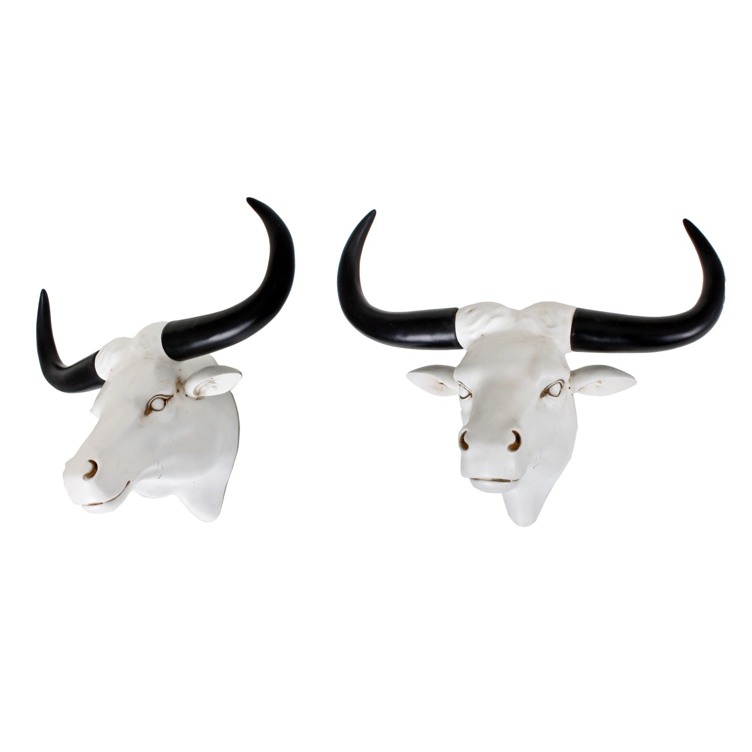 DELUKE Deko-Geweih BÜFFEL 2er Set Kunststoff Weiß 25x42,5x53,5cm Geweih Tier-Dekoration