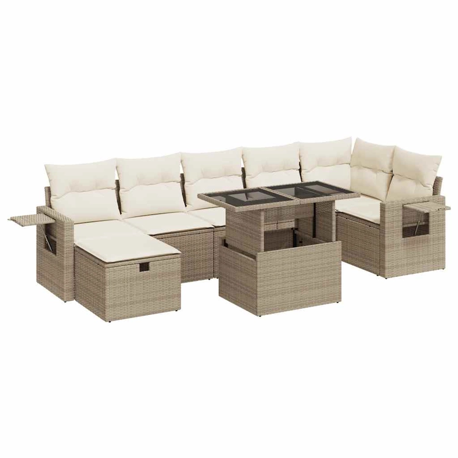 vidaXL 8-Tlg Garten-Sofagarnitur mit Kissen Beige Poly Rattan 3327868 günstig online kaufen