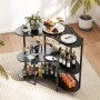 Costway 3 Ebenen Hausbar mit Glashalter Schwarz 120 x 66 x 102 cm_5