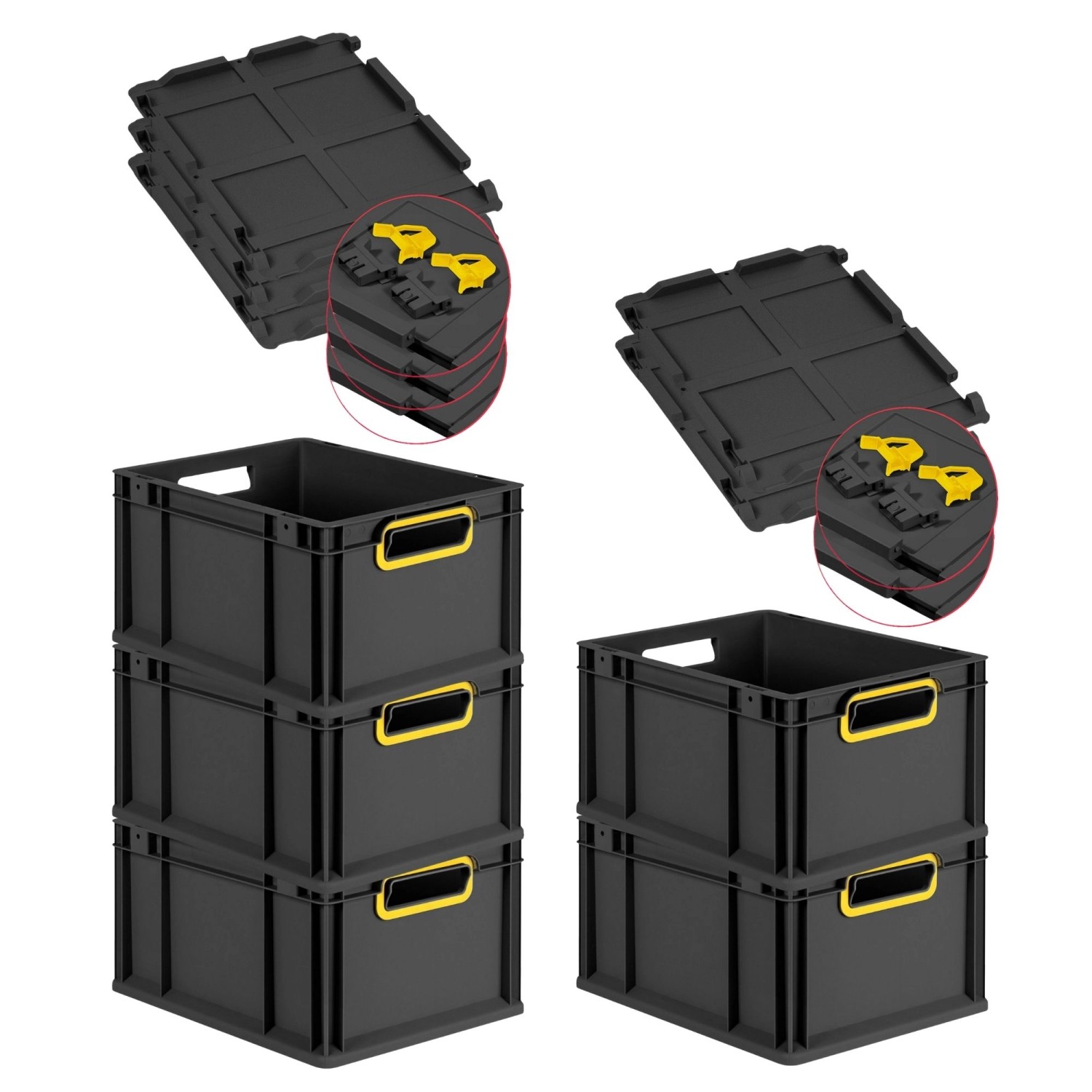 PROREGAL SuperSparSet 5x Eurobox Nextgen Color Mit Scharnierdeckel HxBxT 22 günstig online kaufen