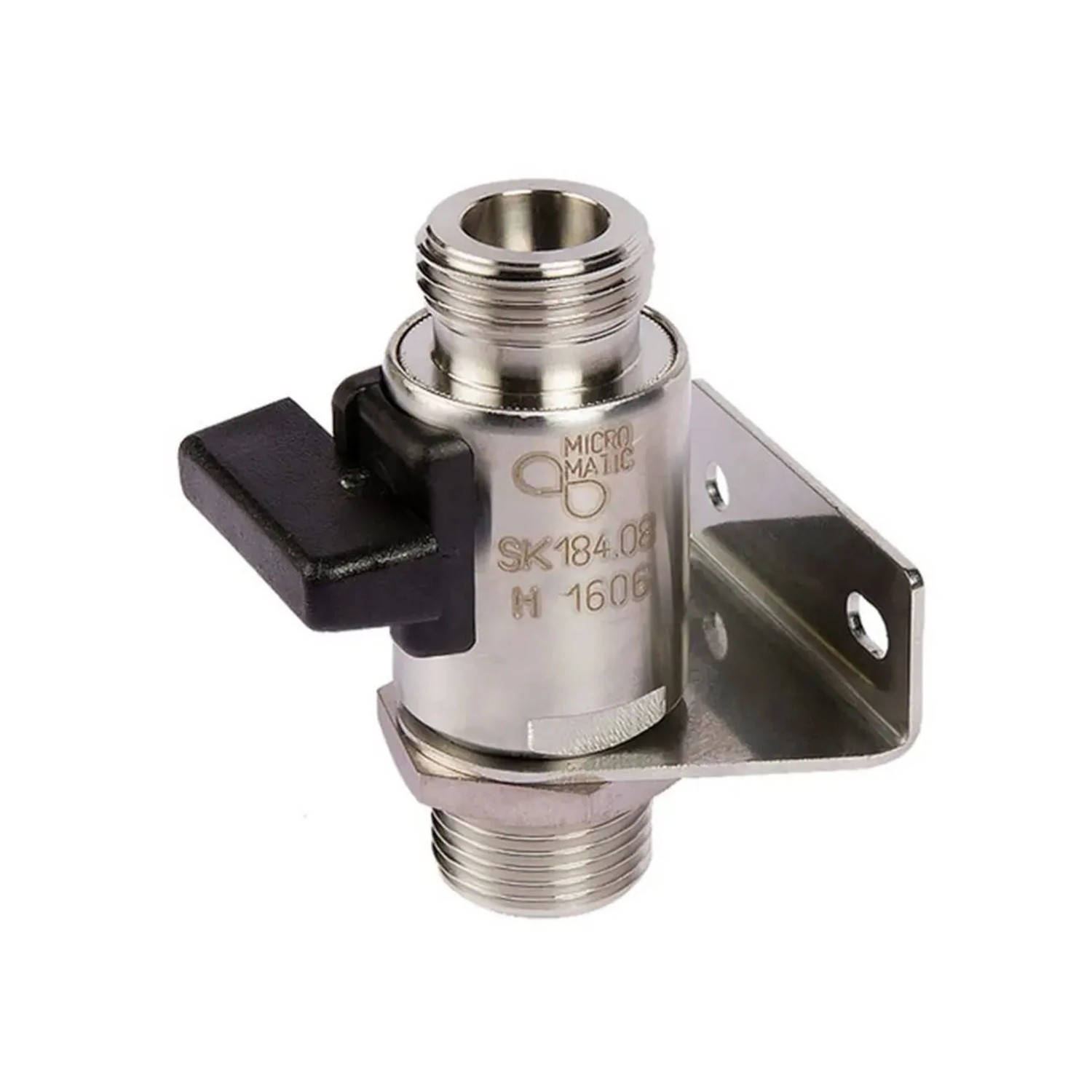 Ich-Zapfe Wandhalter mit Abstellhahn für Bierzapfanlagen 5/8 Zoll NW 7 mm Silber Metall