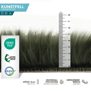 Flauschiges KARAT Kunstfell Nelly in Thyme: Weiches Dekofell mit 6 cm Florhöhe.