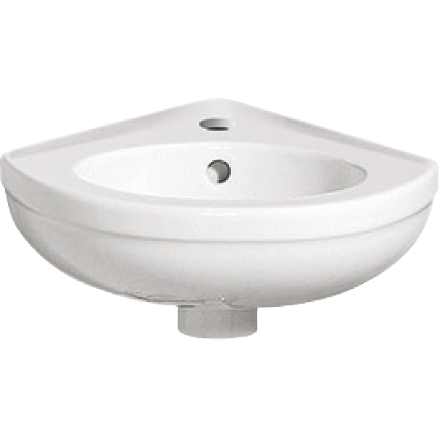 Geberit Eckhandwaschbecken Fidelio 38 cm Hahnloch und Überlauf