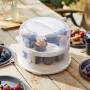 Rotho Tortenglocke Fresh XL mit Muffins, weiß-transparente Kuchenbox für 24 Cupcakes.
