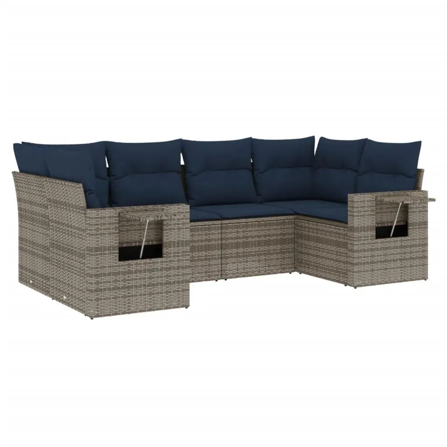 vidaXL 6-Tlg Gartensofa-Set mit Kissen Grau Polyrattan 3220580 günstig online kaufen