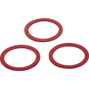3 rote Fiberdichtungen Ø 35/45 mm zum Abdichten von Rohrleitungen.