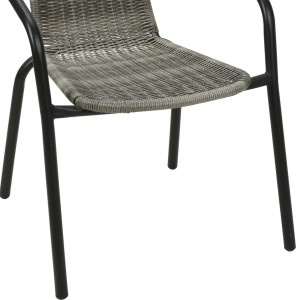 Mojawo Bistrostuhl aus Polyrattan, grau meliert und schwarz, stapelbarer Gartenstuhl.