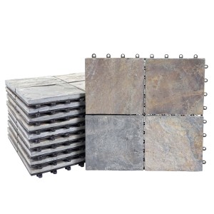 MCW Steinfliesen E18, bunte Granit Bodenfliesen mit Stecksystem für Balkon und Terrasse, 1m².