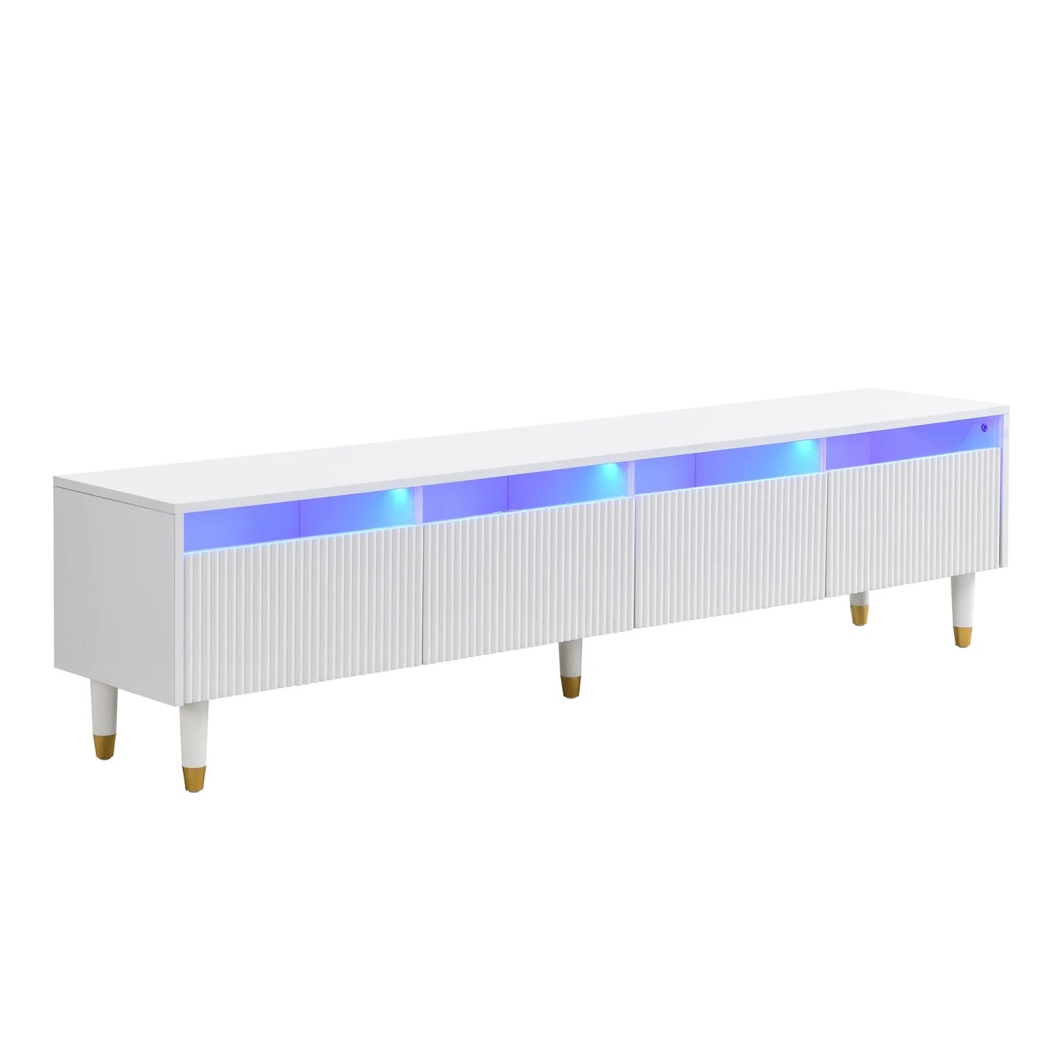 PXloue TV Schrank Wohnzimmerschrank Weiß 178 cm mit 4 Schubladen Acryl