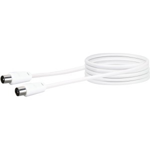 Weißes Schwaiger Antennenanschlusskabel, 3 m, für Audio- und Videoübertragung.