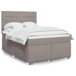 vidaXL Boxspringbett mit Matratze Taupe 160x200 cm Stoff 3292843
