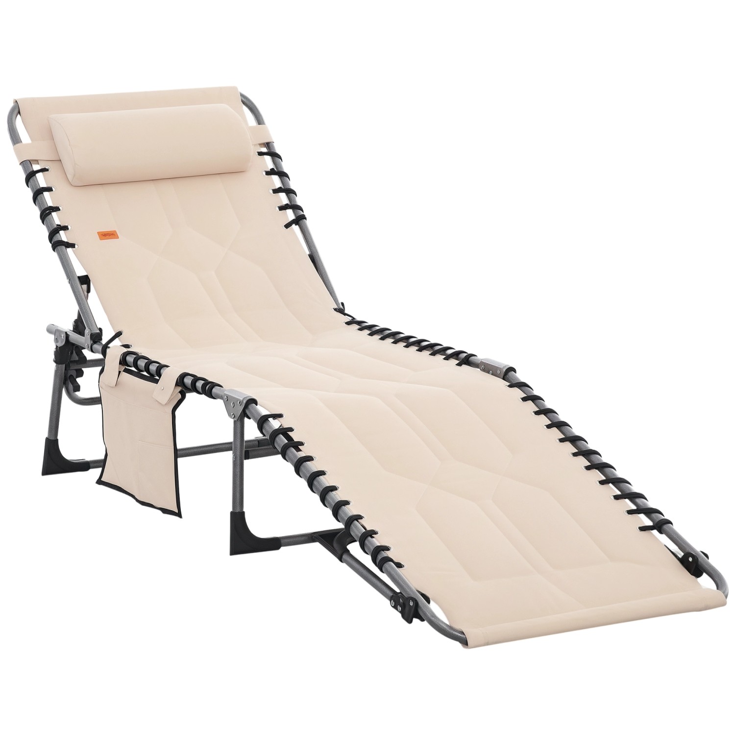Outsunny Sonnenliege Stahl Polyester Beige 188L x 57B x 30H cm