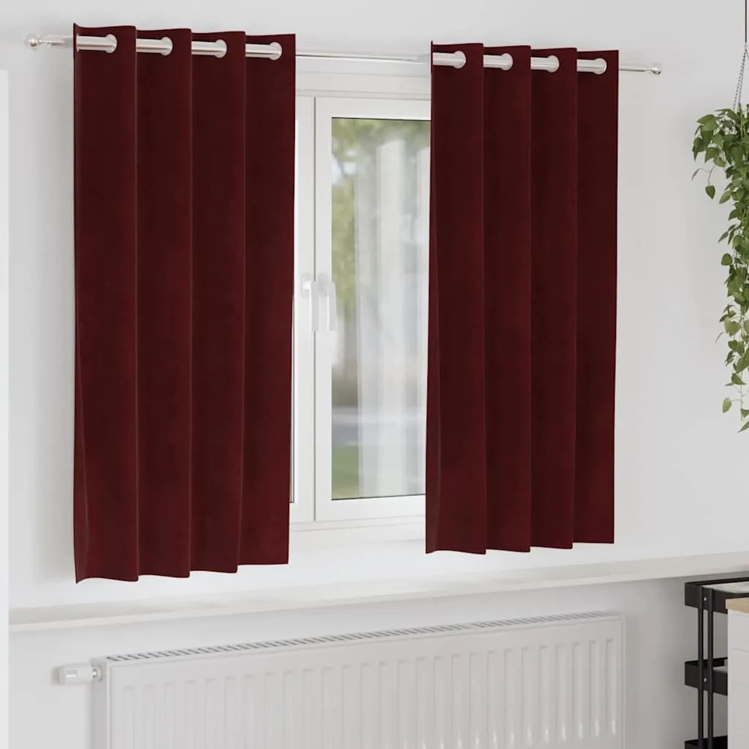 vidaXL Vorhänge 2 Stk Weinrot 140 x 175 cm Samt 4107299_2
