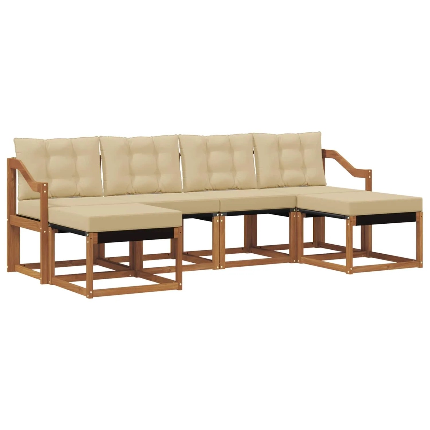 vidaXL Outdoor-Sofagarnitur mit Kissen 6-Tlg Natur und Beige 3368940