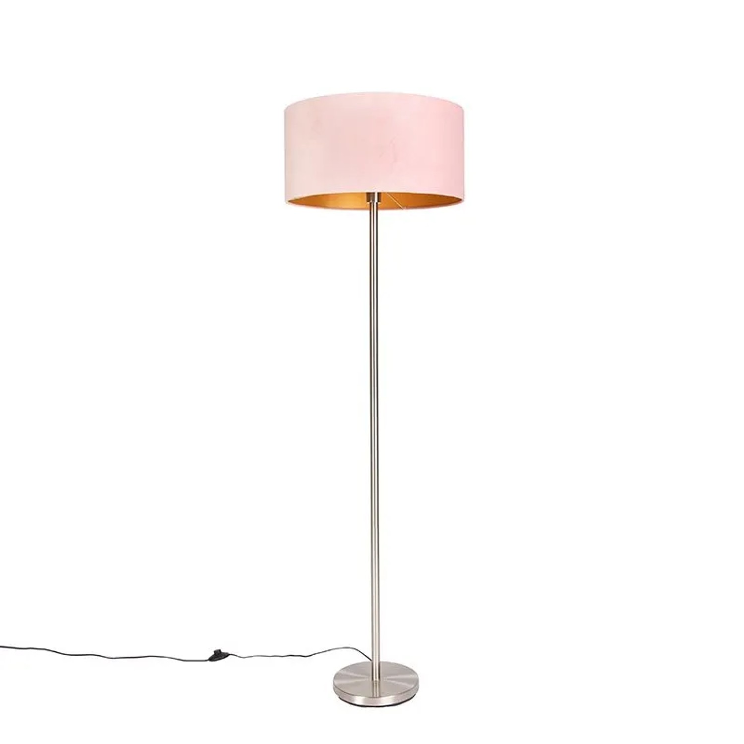QAZQA Stehlampe Stahl mit Rosa Schirm 50 cm Simplo