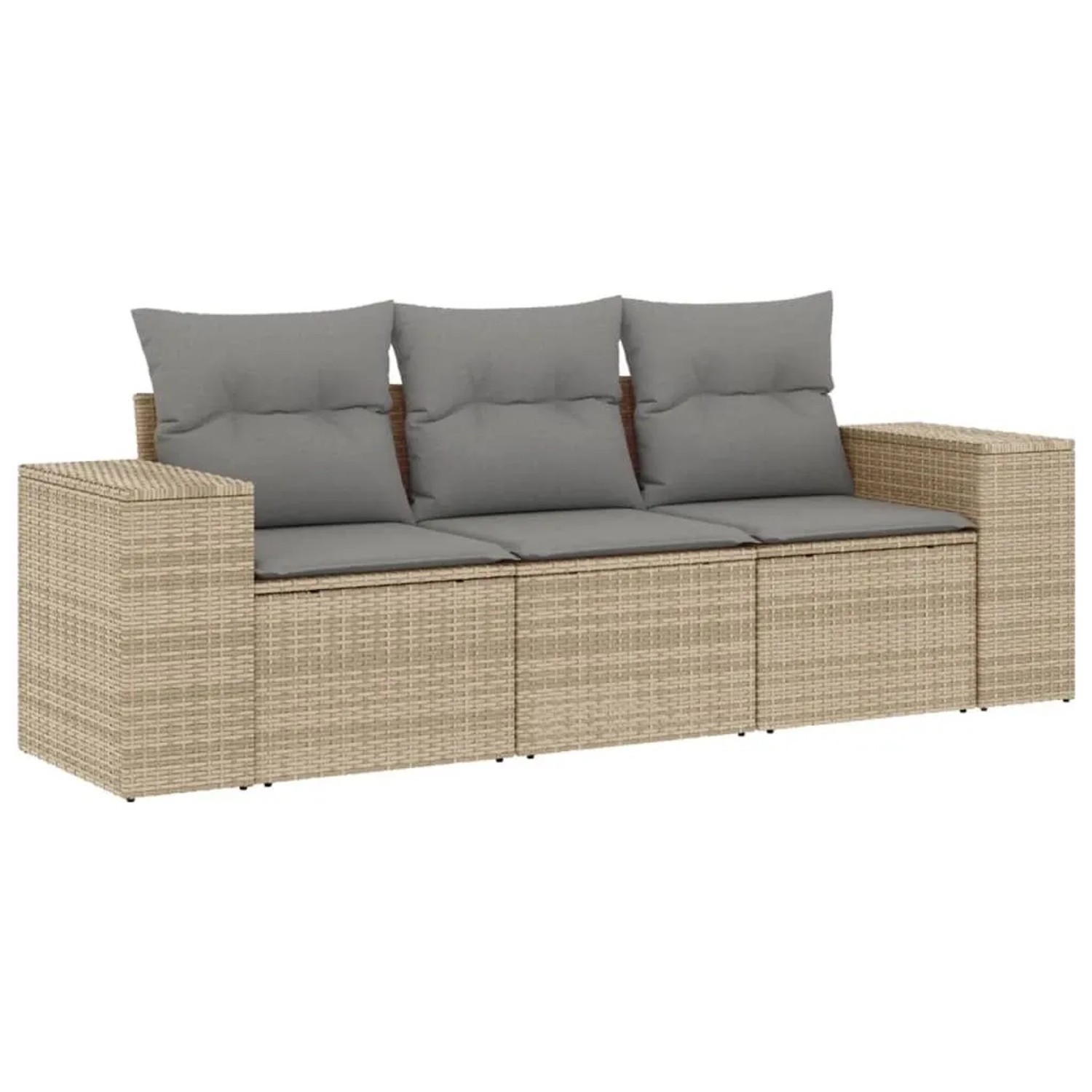 vidaXL 3-Tlg Garten-Sofagarnitur mit Kissen Beige Poly Rattan 3222258 günstig online kaufen
