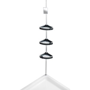 Wenko Teleskop Duschregal Wave aus Aluminium mit drei Ablagen und Spiegel.
