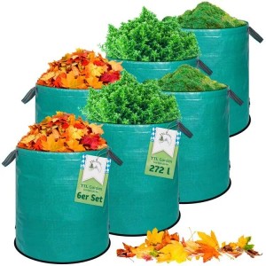 TTL GARDEN Gartensack 272 L 6er Set – Laubsack Mit Griffen Selbststehend Für Gras Gartenabfall Grünschnitt