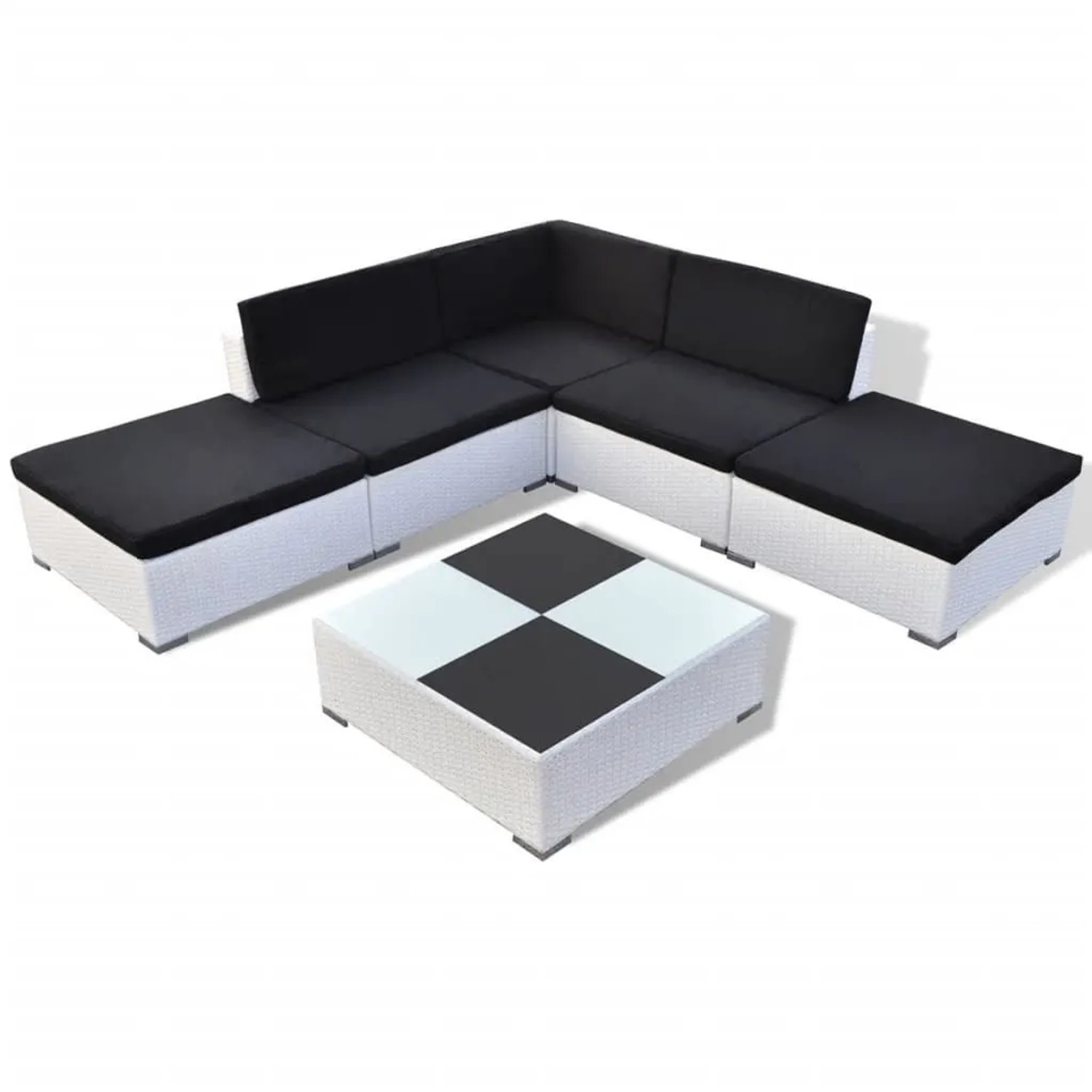 Furnicato 6-tlg Garten-lounge-set Mit Auflagen Poly Rattan Weiß