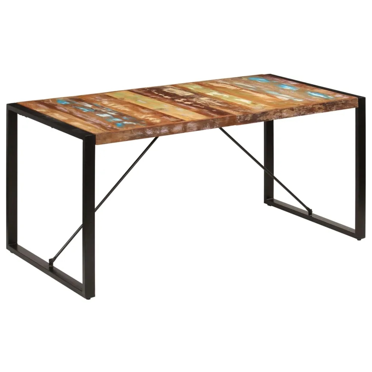 vidaXL Esstisch 160x80x75 cm Altholz Massiv pulverbeschichteter Stahl