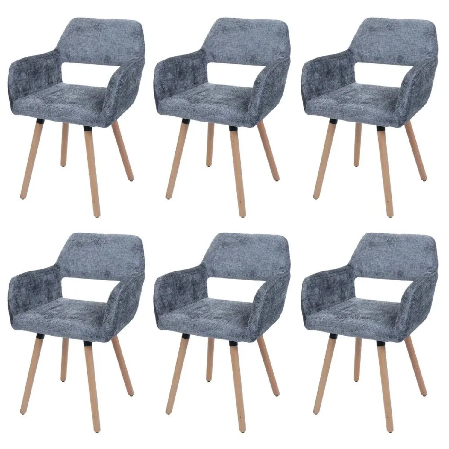 MCW Esszimmerstuhl A50 II 6er-Set Dunkelgrau Stoff/Textil Chenille 465g/m²