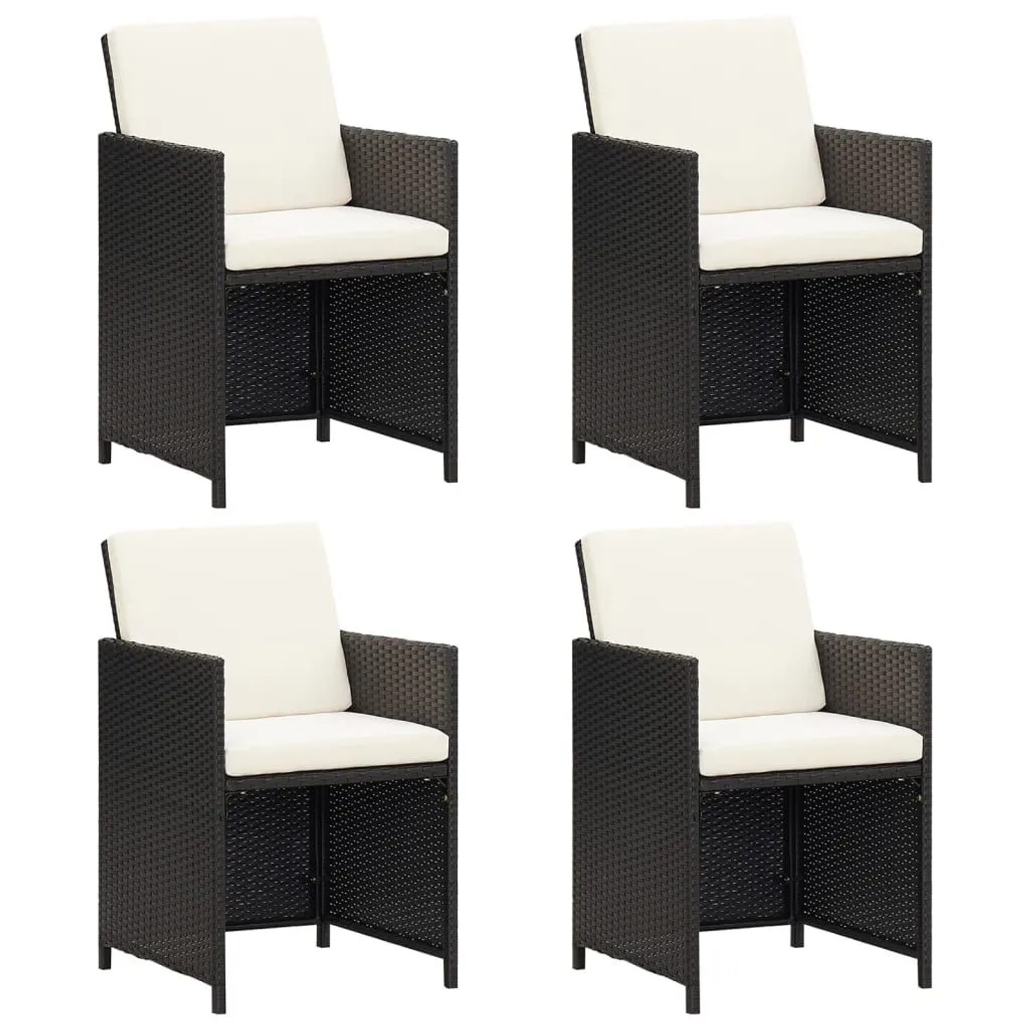 Furnicato Gartenstühle 4er Set Poly Rattan Mit Kissen 52x56x85 Cm Schwarz