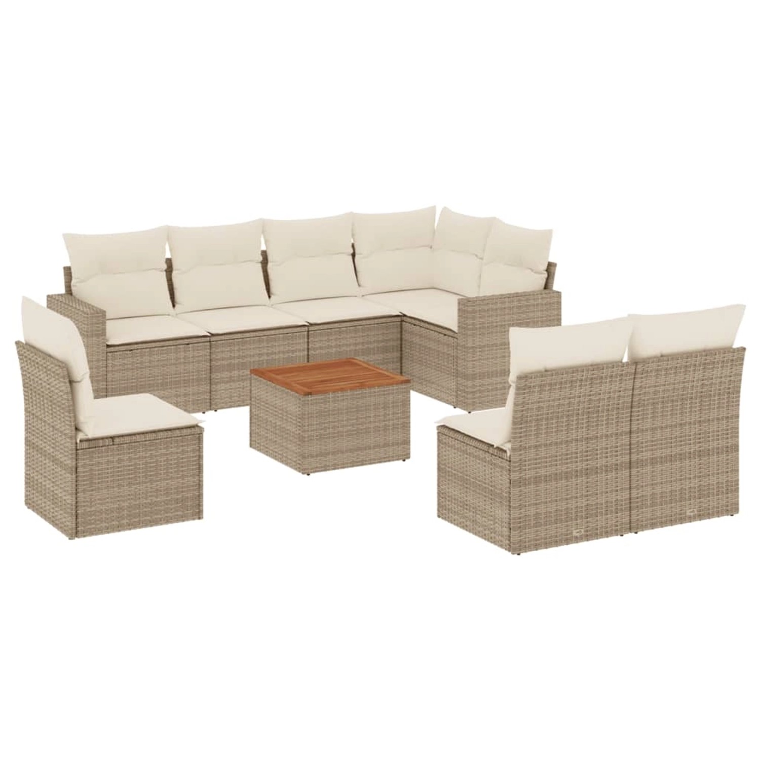 vidaXL 9-Tlg Garten-Sofagarnitur mit Kissen Beige Poly Rattan 3256492 günstig online kaufen
