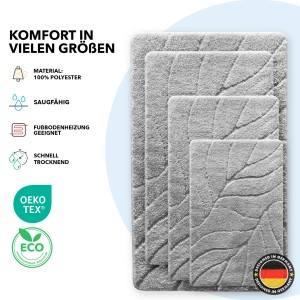 Karat Badematten Maris in Silber mit Blattmuster, verschiedene Größen.