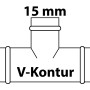 Abbildung eines CU-Reduzier-T-Stücks 28x15x28 mm von Kirchhoff, geeignet für Pressfittings.