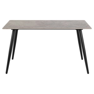 Moderner ebuy24 Wicklow Esstisch, 80x140 cm, grau mit schwarzen Metallbeinen.