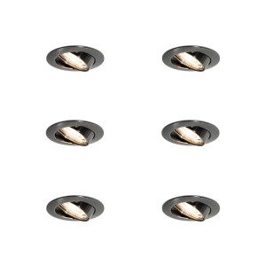 6er Set moderne Einbaustrahler Gunmetal, rund, schwenkbar. GU10 Deckenleuchten für Innenräume.