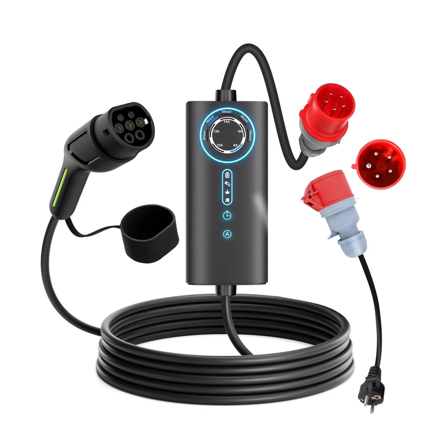 Junsun EV Ladegerät 11kw 6m Cable Type 2 3-phasig 6-16A Mit Adapter