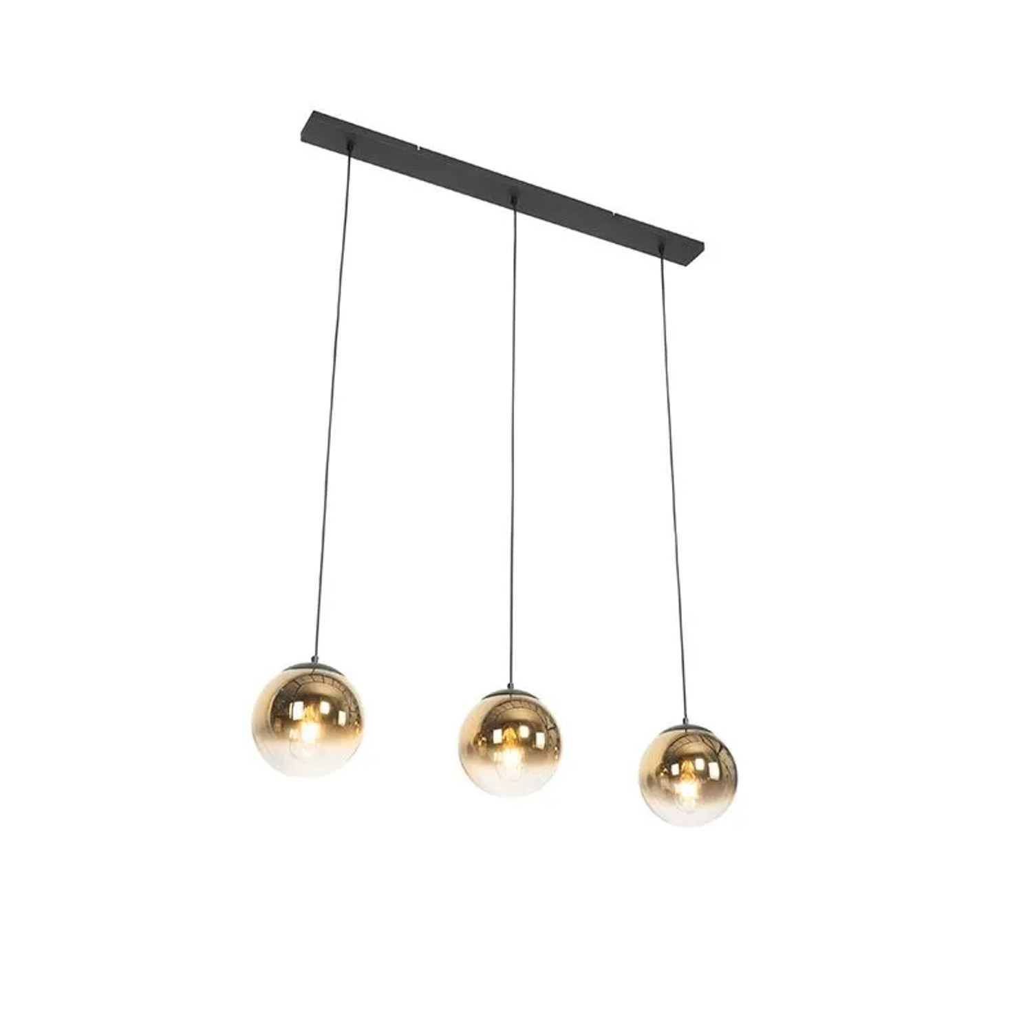 QAZQA Art Deco Hängelampe Schwarz mit Gold Länglich 3 Flammig Pallon