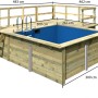 Karibu Holzpool mit Terrasse und blauer Innenhülle, kesseldruckimprägniert, mit Leiter und Umrandung.
