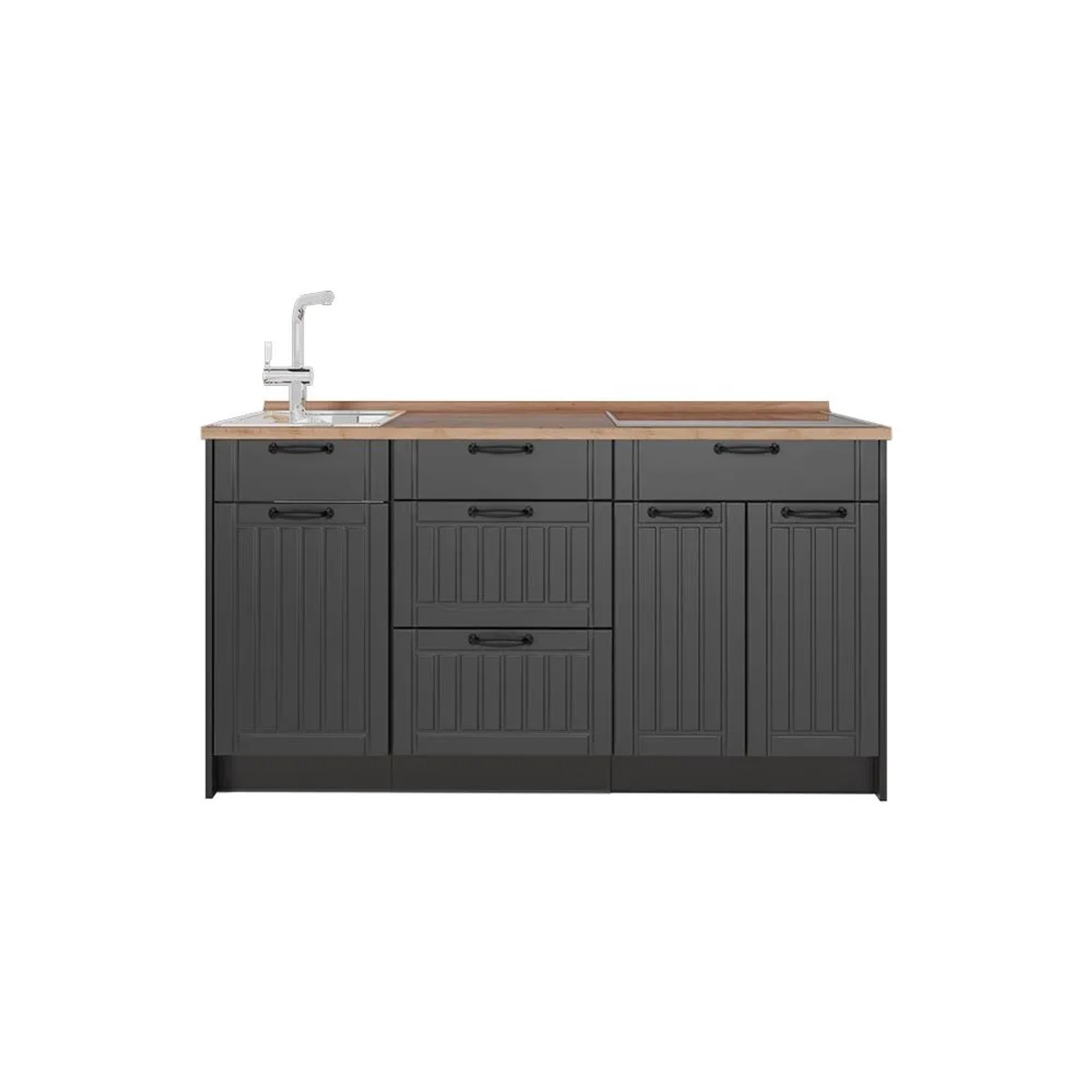 Vicco Küchenblock Fame-Line Dunkelgrau/Anthrazit 150 x 82 AP Eiche Art Nr 65380