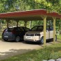 Skan Holz Carport Spreewald mit roter Blende, Doppelcarport für zwei PKW.