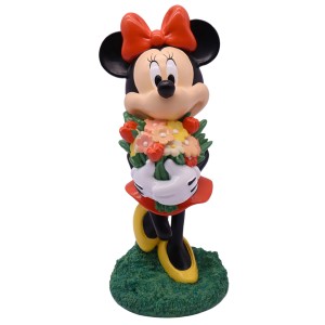 3D Disney Gartenstatue: Minnie Maus mit Blumenstrauß, 20 cm hoch.