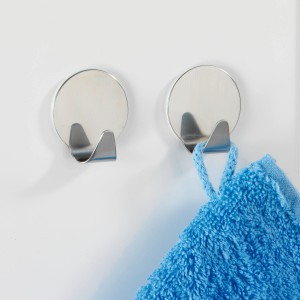 Wenko Rund-Haken 2er-Set, Edelstahl glänzend, Handtuchhalter für Bad und Haushalt.