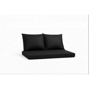 Schwarzes Palettenkissen-Set für Outdoor: Sitzkissen und 2 Rückenkissen für Palettenmöbel.